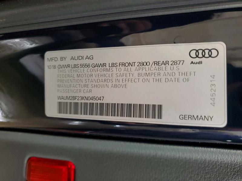 73962455 :رقم المزاد ، WAUM2BF23KN045047 vin ، 2019 Audi A6 مزاد بيع