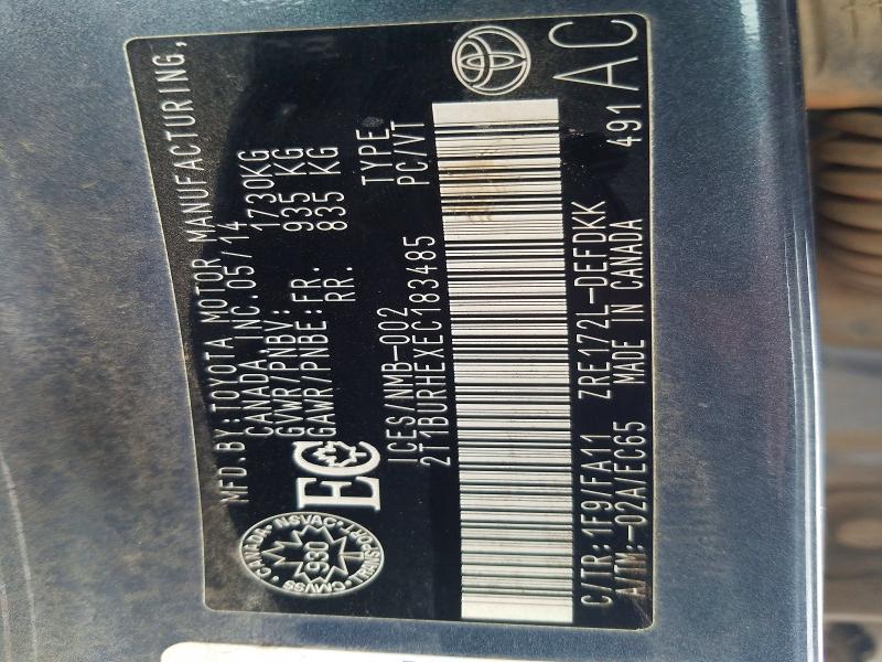 Aukcja sprzedaży 2014 Toyota Corolla, vin: 2T1BURHEXEC183485, numer aukcji: 96975405