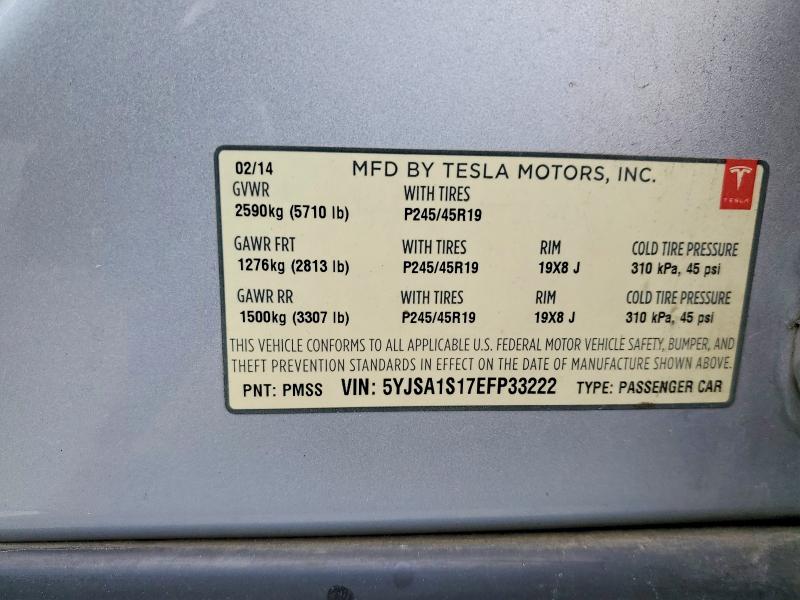 Aukcja sprzedaży 2014 Tesla Model S, vin: 5YJSA1S17EFP33222, numer aukcji: 73552655