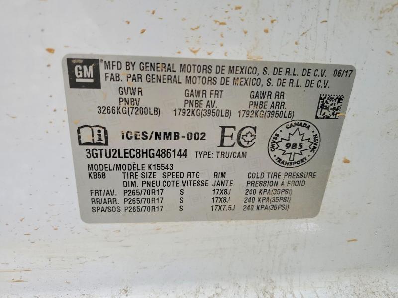 99267825 :رقم المزاد ، 3GTU2LEC8HG486144 vin ، 2017 Gmc Sierra K15 مزاد بيع