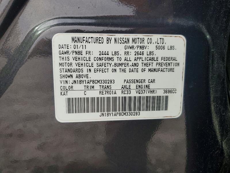Aukcja sprzedaży 2012 Infiniti M37, vin: JN1BY1AP8CM330293, numer aukcji: 74031445