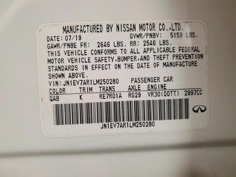Продаж на аукціоні авто 2020 Infiniti Q50, vin: JN1EV7AR1LM250280, номер лоту: 72870625