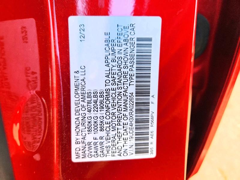 2024 Acura Integra მანქანა იყიდება აუქციონზე, vin: 19UDE4H3XRA022654, აუქციონის ნომერი: 74860855