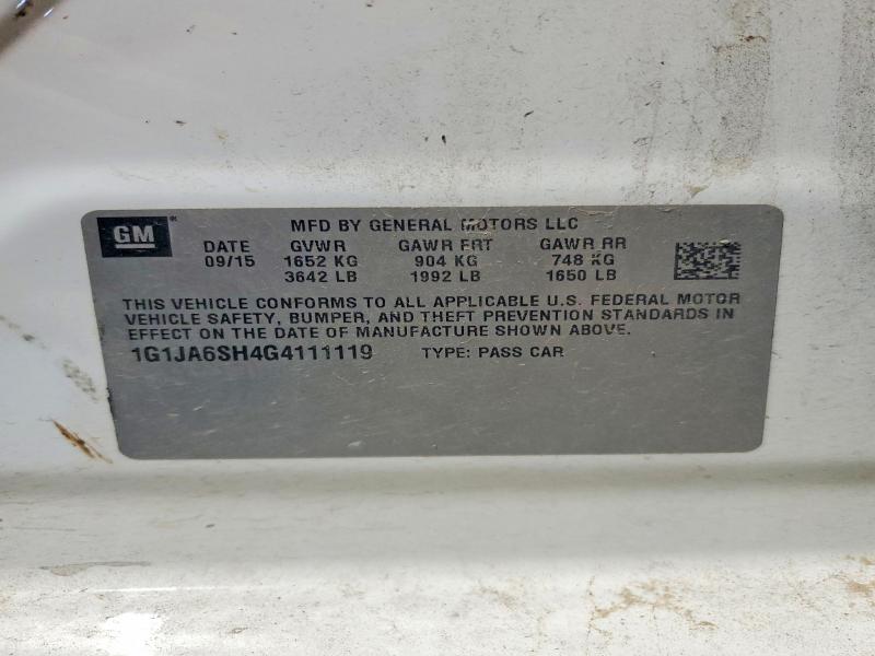 Aukcja sprzedaży 2016 Chevrolet Sonic, vin: 1G1JA6SH4G4111119, numer aukcji: 98648525