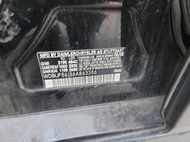 Aukcja sprzedaży 2006 Mercedes-benz E, vin: WDBUF56J36A863356, numer aukcji: 98185505