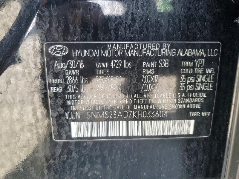 Продажа на аукционе авто 2019 Hyundai Santa Fe, vin: 5NMS23AD7KH033604, номер лота: 73978625