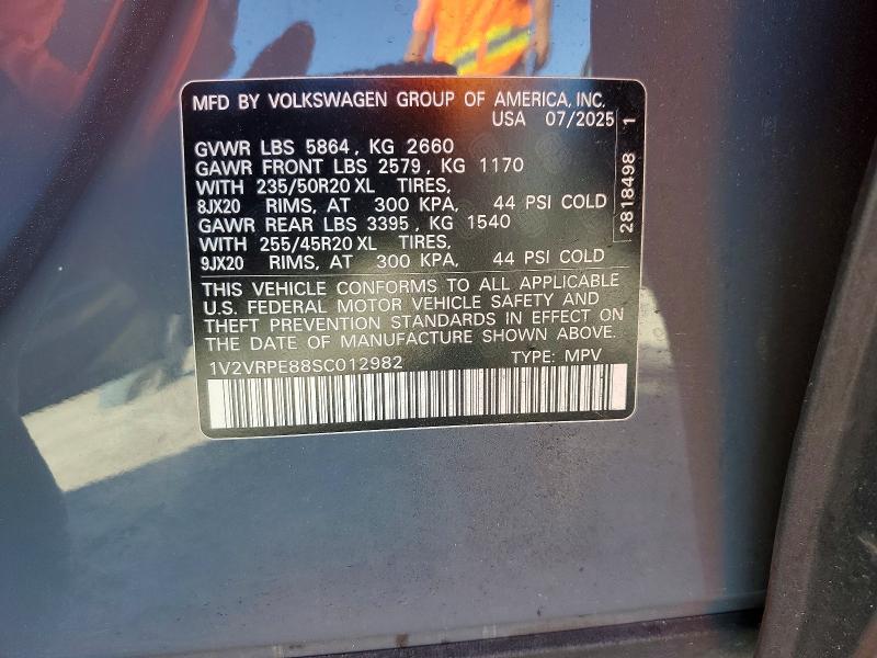 2025 Volkswagen Id.4 მანქანა იყიდება აუქციონზე, vin: 1V2VRPE88SC012982, აუქციონის ნომერი: 97991885