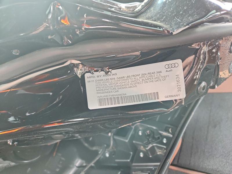 Aukcja sprzedaży 2022 Audi A5, vin: WAUABCF56NA006354, numer aukcji: 73056515