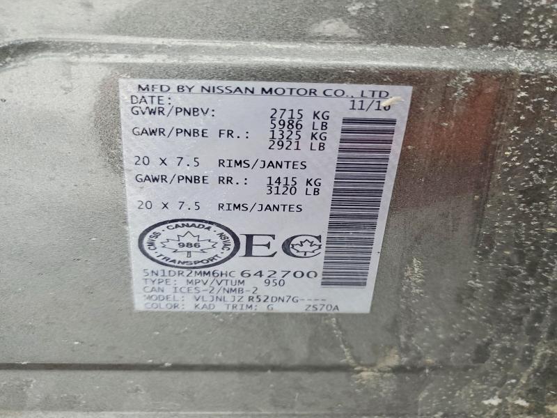98305105 :رقم المزاد ، 5N1DR2MM6HC642700 vin ، 2017 Nissan Pathfinder مزاد بيع