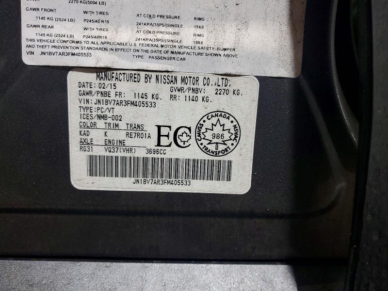 Aukcja sprzedaży 2015 Infiniti Q50, vin: JN1BV7AR3FM405533, numer aukcji: 99630905