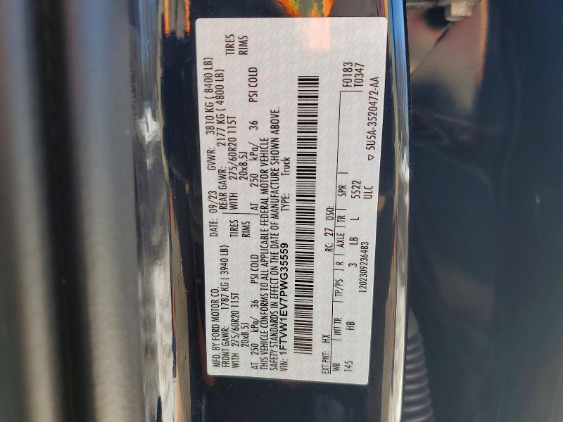 74735755 :رقم المزاد ، 1FTVW1EV7PWG35559 vin ، 2023 Ford F150 مزاد بيع