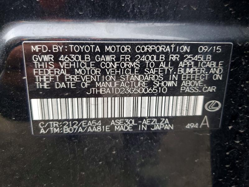 Продажа на аукционе авто 2016 Lexus Is 200t, vin: JTHBA1D23G5006510, номер лота: 73670585