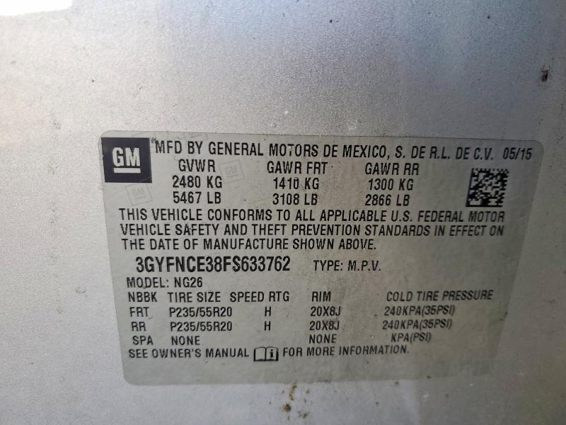 Продаж на аукціоні авто 2015 Cadillac Srx Perfor, vin: 3GYFNCE38FS633762, номер лоту: 72600405