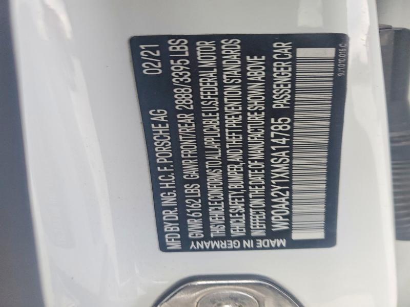 Продаж на аукціоні авто 2021 Porsche Taycan, vin: WP0AA2Y1XMSA14785, номер лоту: 98241315