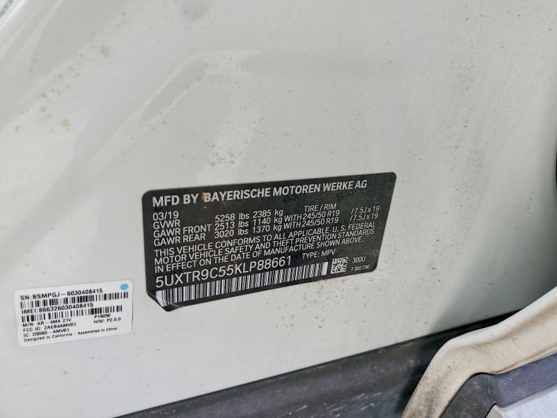 73669155 :رقم المزاد ، 5UXTR9C55KLP88661 vin ، 2019 Bmw X3 مزاد بيع