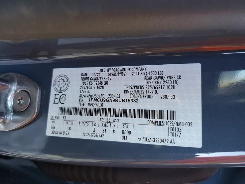 Aukcja sprzedaży 2024 Ford Escape, vin: 1FMCU9GN9RUB15382, numer aukcji: 98113945