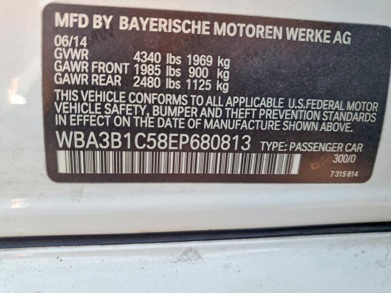 Aukcja sprzedaży 2014 Bmw 320, vin: WBA3B1C58EP680813, numer aukcji: 73845565
