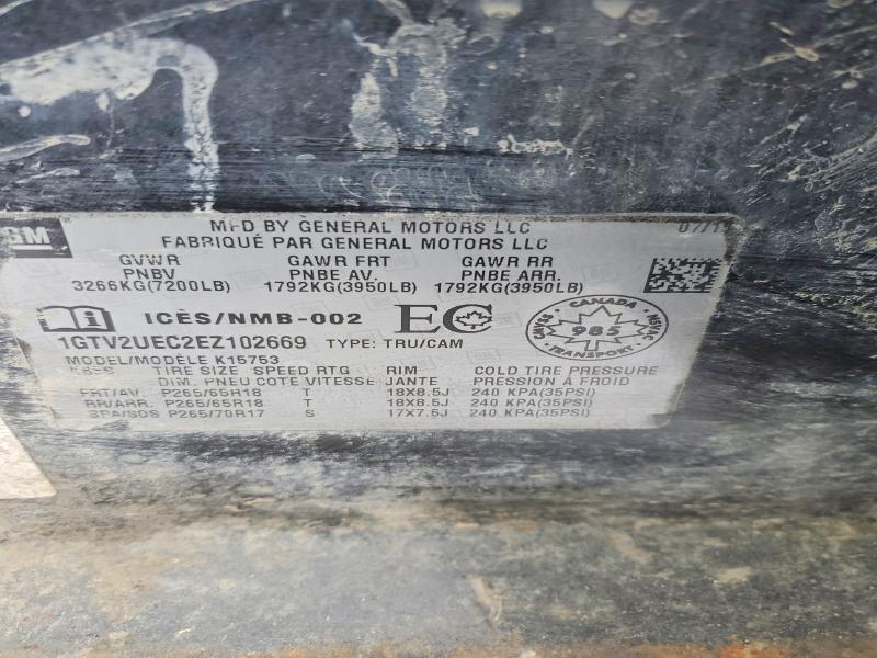 74740085 :رقم المزاد ، 1GTV2UEC2EZ102669 vin ، 2014 Gmc Sierra مزاد بيع