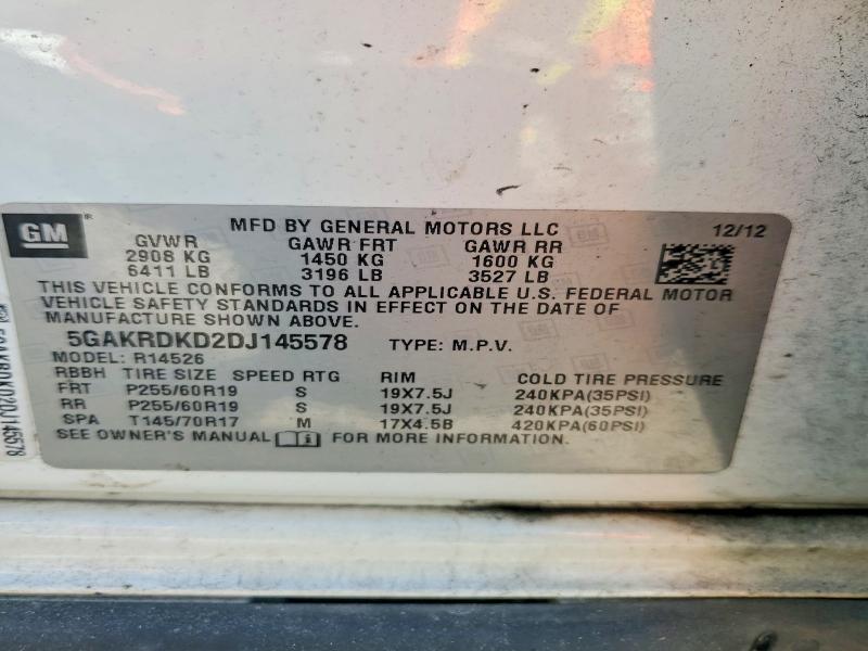 Aukcja sprzedaży 2013 Buick Enclave, vin: 5GAKRDKD2DJ145578, numer aukcji: 99674995
