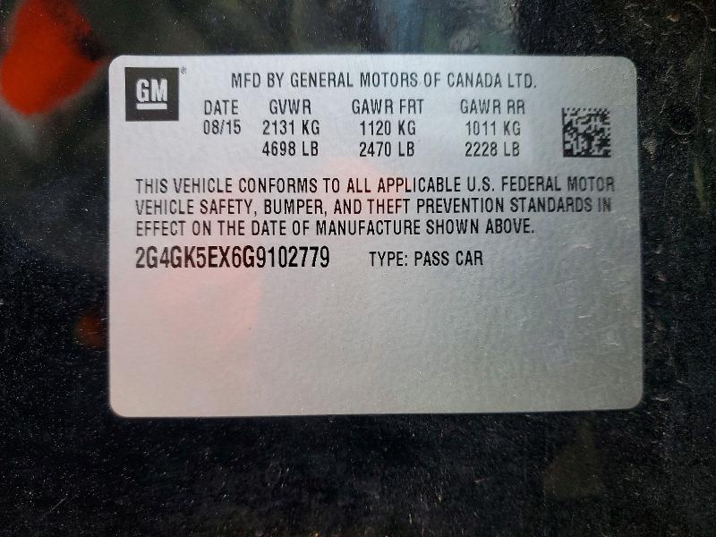 72975745 :رقم المزاد ، 2G4GK5EX6G9102779 vin ، 2016 Buick Regal مزاد بيع