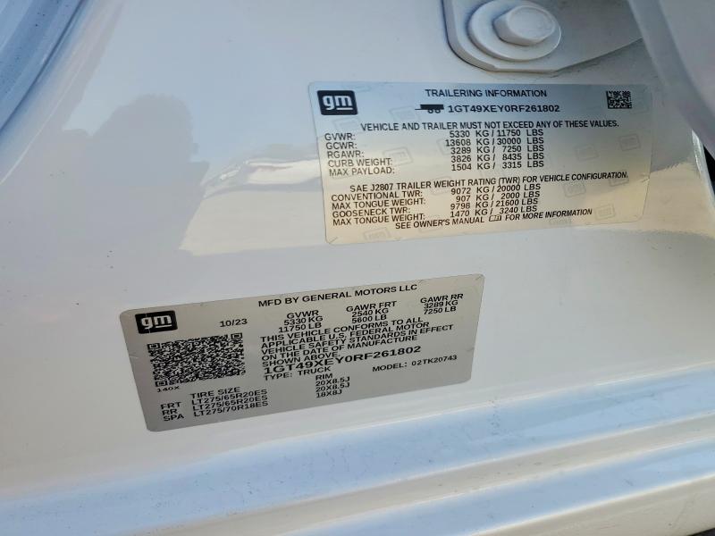 Продаж на аукціоні авто 2024 Gmc Sierra, vin: 1GT49XEY0RF261802, номер лоту: 99989735