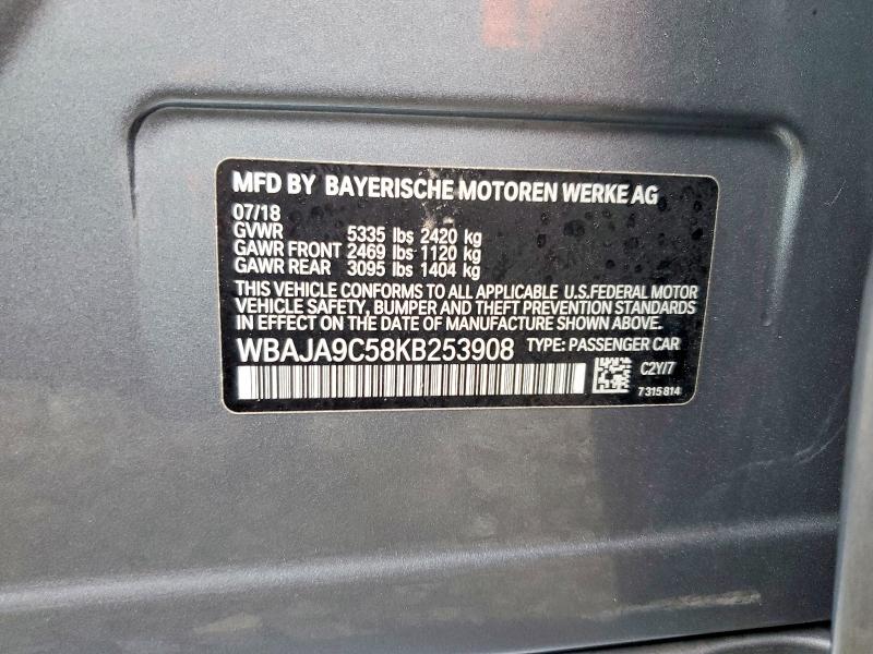 Продаж на аукціоні авто 2019 Bmw 5 Series, vin: WBAJA9C58KB253908, номер лоту: 72855215