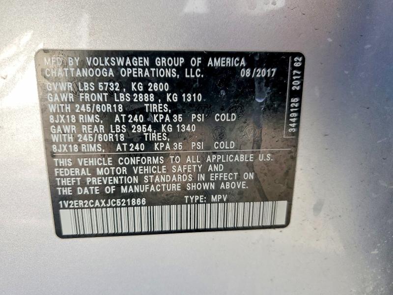 Продажа на аукционе авто 2018 Volkswagen Atlas, vin: 1V2ER2CAXJC521866, номер лота: 73919745