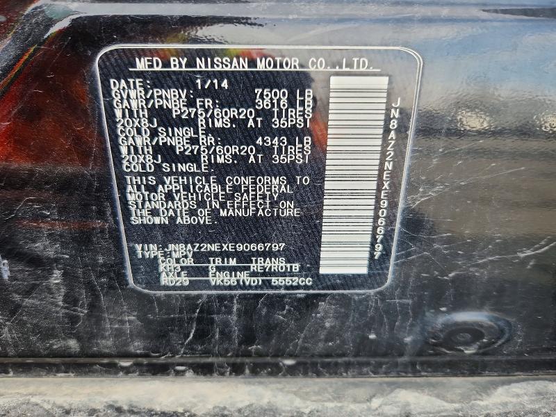 97777415 :رقم المزاد ، JN8AZ2NEXE9066797 vin ، 2014 Infiniti Qx80 مزاد بيع