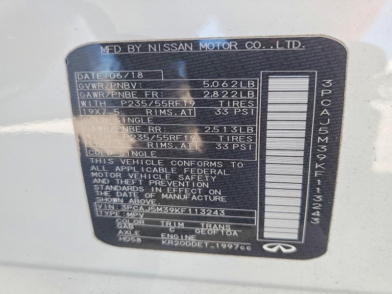 2019 Infiniti Qx50 მანქანა იყიდება აუქციონზე, vin: 3PCAJ5M39KF113243, აუქციონის ნომერი: 73802735