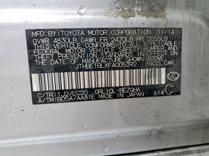 Продаж на аукціоні авто 2015 Lexus Gs, vin: JTHBE1BLXFA005392, номер лоту: 98249715