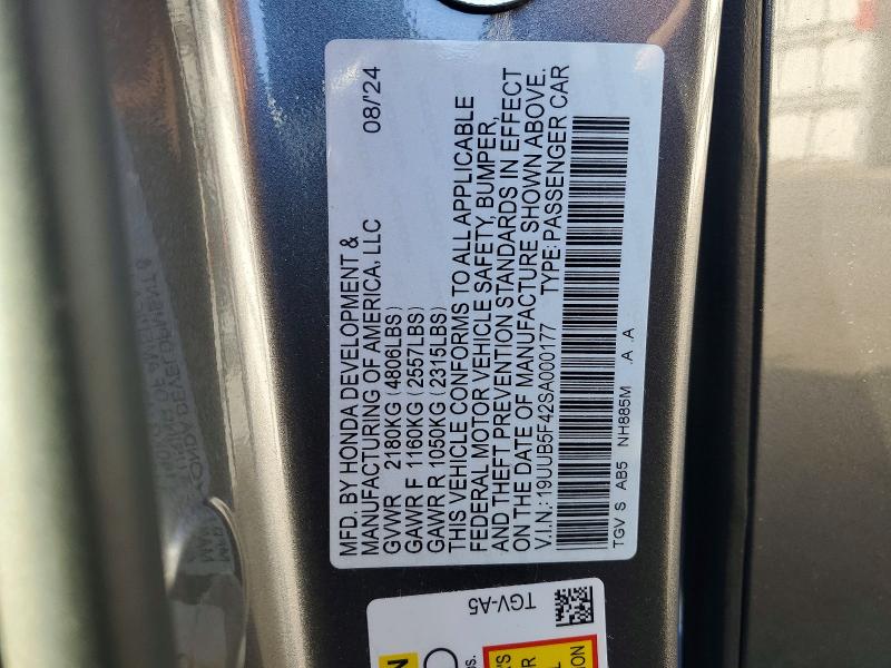 93679965 :رقم المزاد ، 19UUB5F42SA000177 vin ، 2025 Acura Tlx مزاد بيع