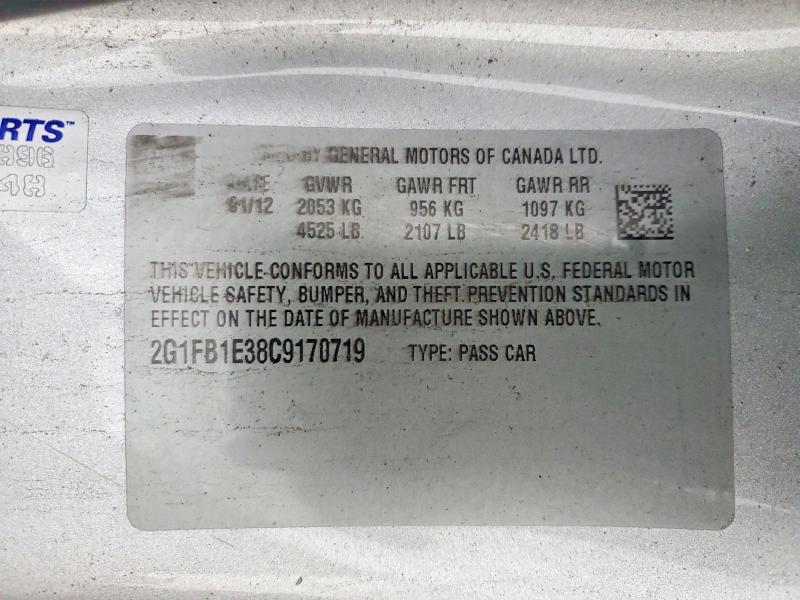 2012 Chevrolet Camaro მანქანა იყიდება აუქციონზე, vin: 2G1FB1E38C9170719, აუქციონის ნომერი: 74434055