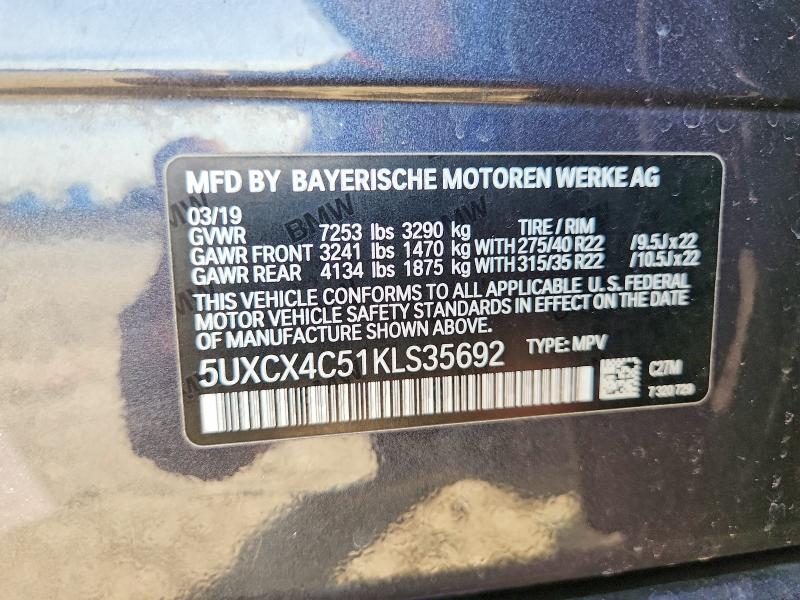 Aukcja sprzedaży 2019 Bmw X7, vin: 5UXCX4C51KLS35692, numer aukcji: 73841355
