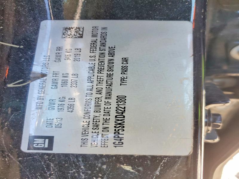2013 Buick Verano მანქანა იყიდება აუქციონზე, vin: 1G4PP5SKXD4221380, აუქციონის ნომერი: 72254625