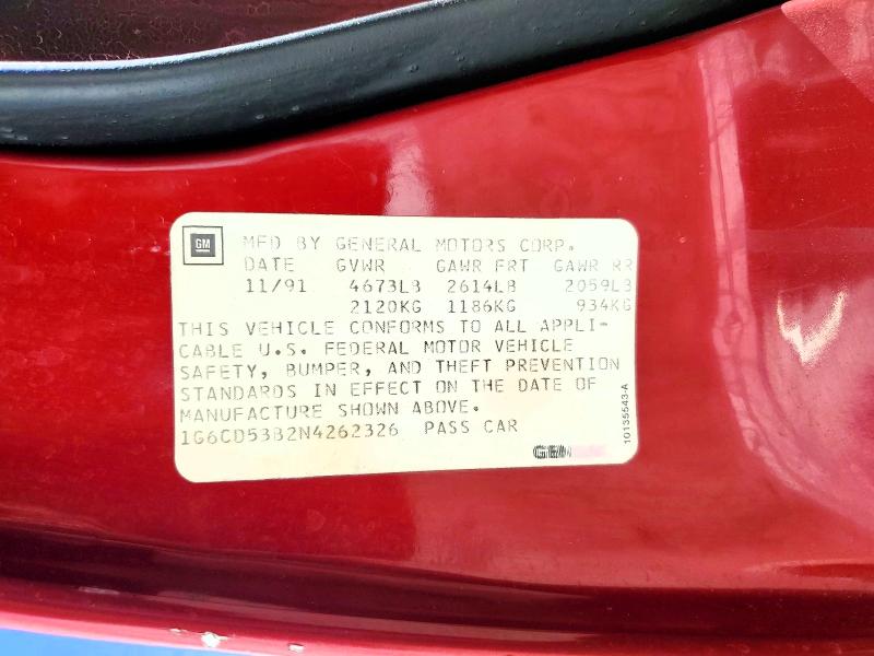 Aukcja sprzedaży 1992 Cadillac Deville, vin: 1G6CD53B2N4262326, numer aukcji: 74388795