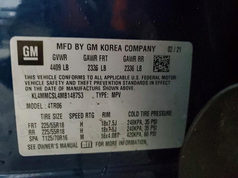 74996445 :رقم المزاد ، KL4MMCSL4MB148753 vin ، 2021 Buick Encore Gx مزاد بيع