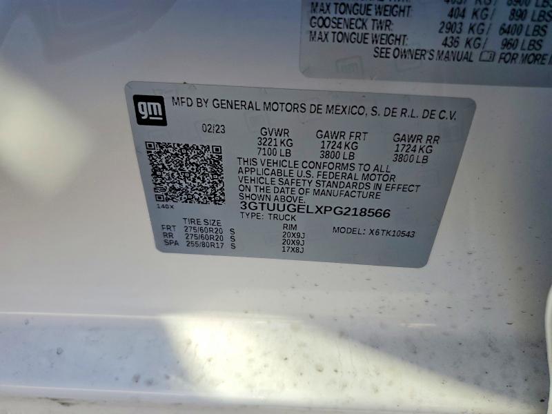 Aukcja sprzedaży 2023 Gmc Sierra, vin: 3GTUUGELXPG218566, numer aukcji: 73460505