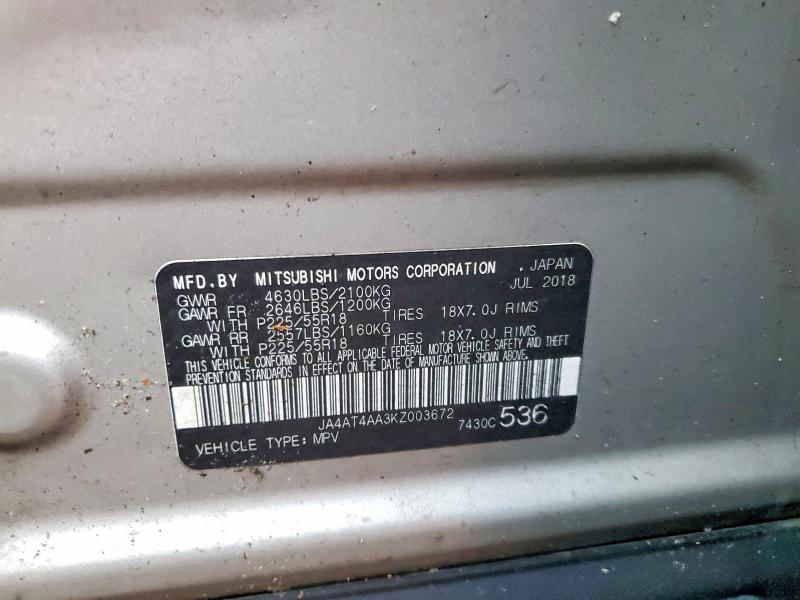 Продаж на аукціоні авто 2019 Mitsubishi Eclipse Cross, vin: JA4AT4AA3KZ003672, номер лоту: 99442895