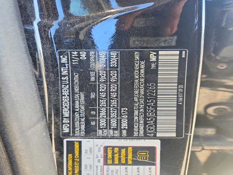 98636715 :رقم المزاد ، 4JGDA5JB5FA512265 vin ، 2015 Mercedes-benz Ml مزاد بيع