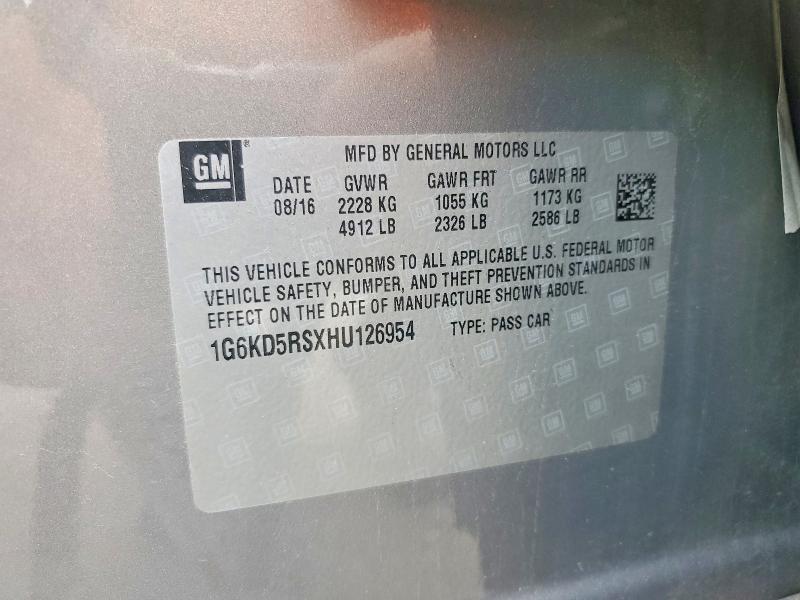 73868395 :رقم المزاد ، 1G6KD5RSXHU126954 vin ، 2017 Cadillac Ct6 مزاد بيع