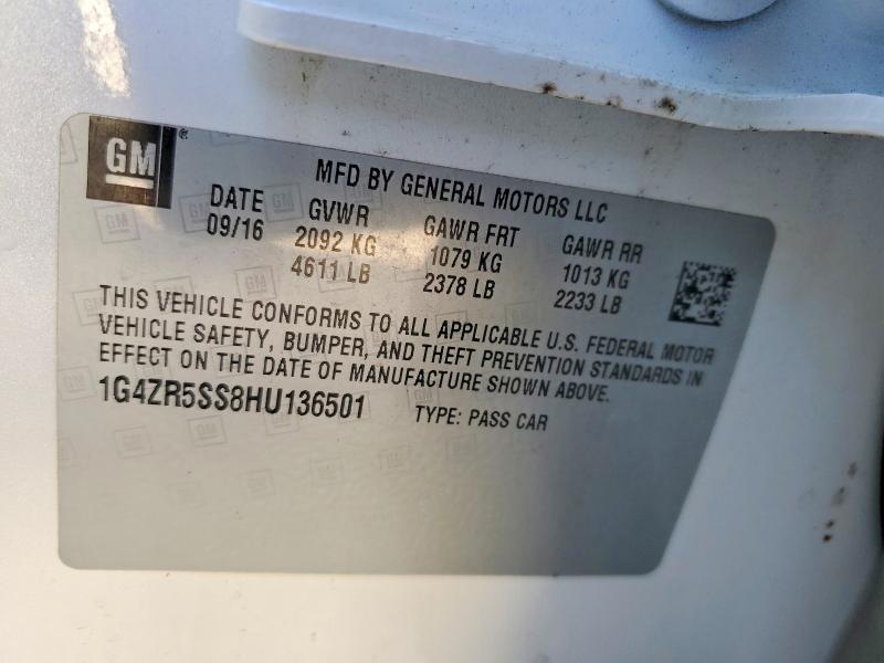 2017 Buick Lacrosse მანქანა იყიდება აუქციონზე, vin: 1G4ZR5SS8HU136501, აუქციონის ნომერი: 73473085