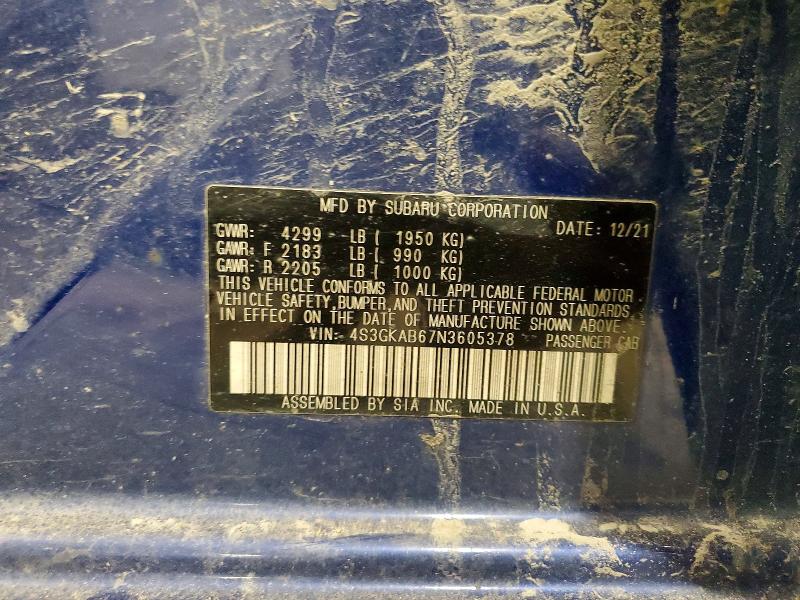 2022 Subaru Impreza მანქანა იყიდება აუქციონზე, vin: 4S3GKAB67N3605378, აუქციონის ნომერი: 98906475