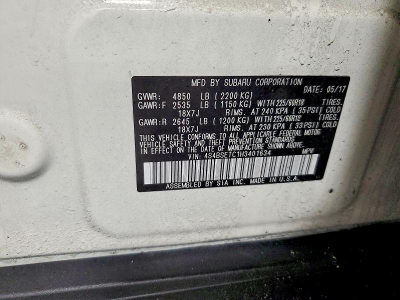 2017 Subaru Outback მანქანა იყიდება აუქციონზე, vin: 4S4BSETC1H3401634, აუქციონის ნომერი: 99788535