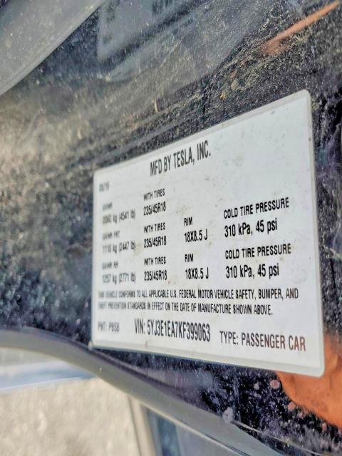 Продаж на аукціоні авто 2019 Tesla Model 3, vin: 5YJ3E1EA7KF399063, номер лоту: 74432685