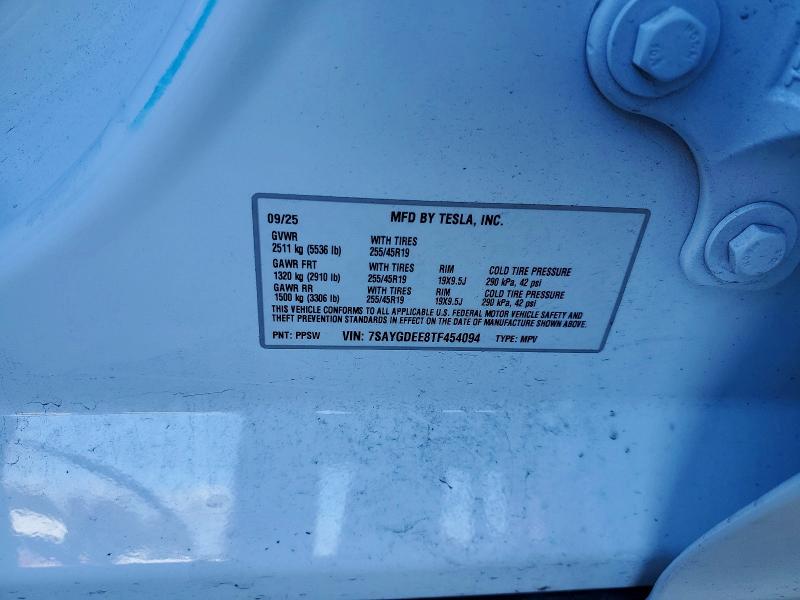 Продаж на аукціоні авто 2026 Tesla Model Y, vin: 7SAYGDEE8TF454094, номер лоту: 98611785
