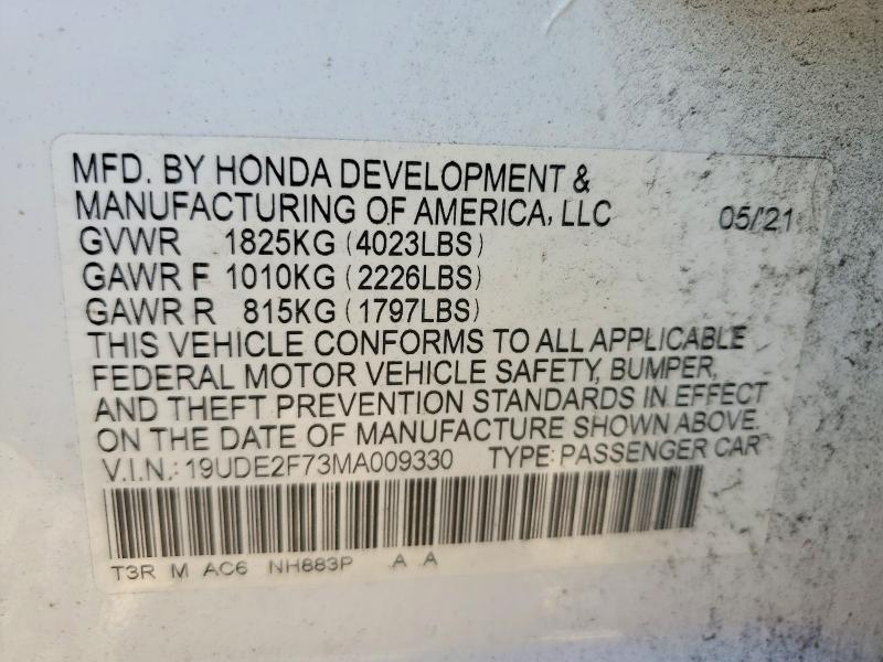 74734115 :رقم المزاد ، 19UDE2F73MA009330 vin ، 2021 Acura Ilx مزاد بيع