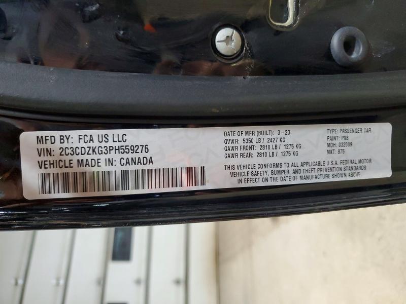 2023 Dodge Challenger მანქანა იყიდება აუქციონზე, vin: 2C3CDZKG3PH559276, აუქციონის ნომერი: 74261005