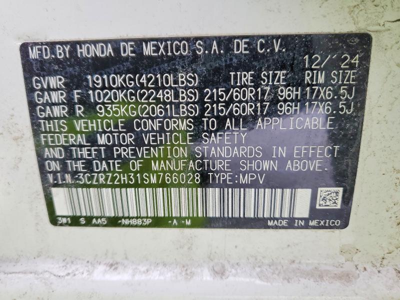 Продажа на аукционе авто 2025 Honda Hr-v, vin: 3CZRZ2H31SM766028, номер лота: 75260705