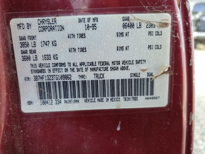 Aukcja sprzedaży 1996 Dodge Ram 1500, vin: 3B7HF13Z3TG109862, numer aukcji: 74481525