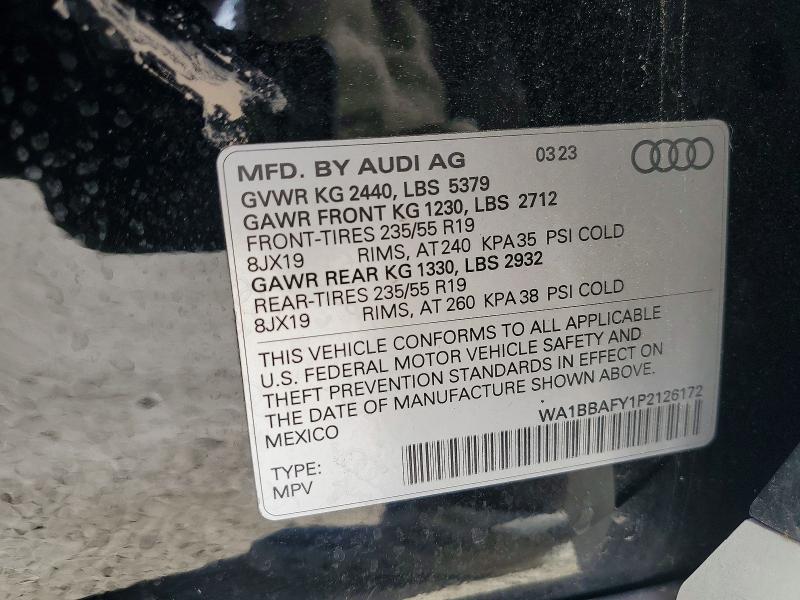 99594555 :رقم المزاد ، WA1BBAFY1P2126172 vin ، 2023 Audi Q5 مزاد بيع